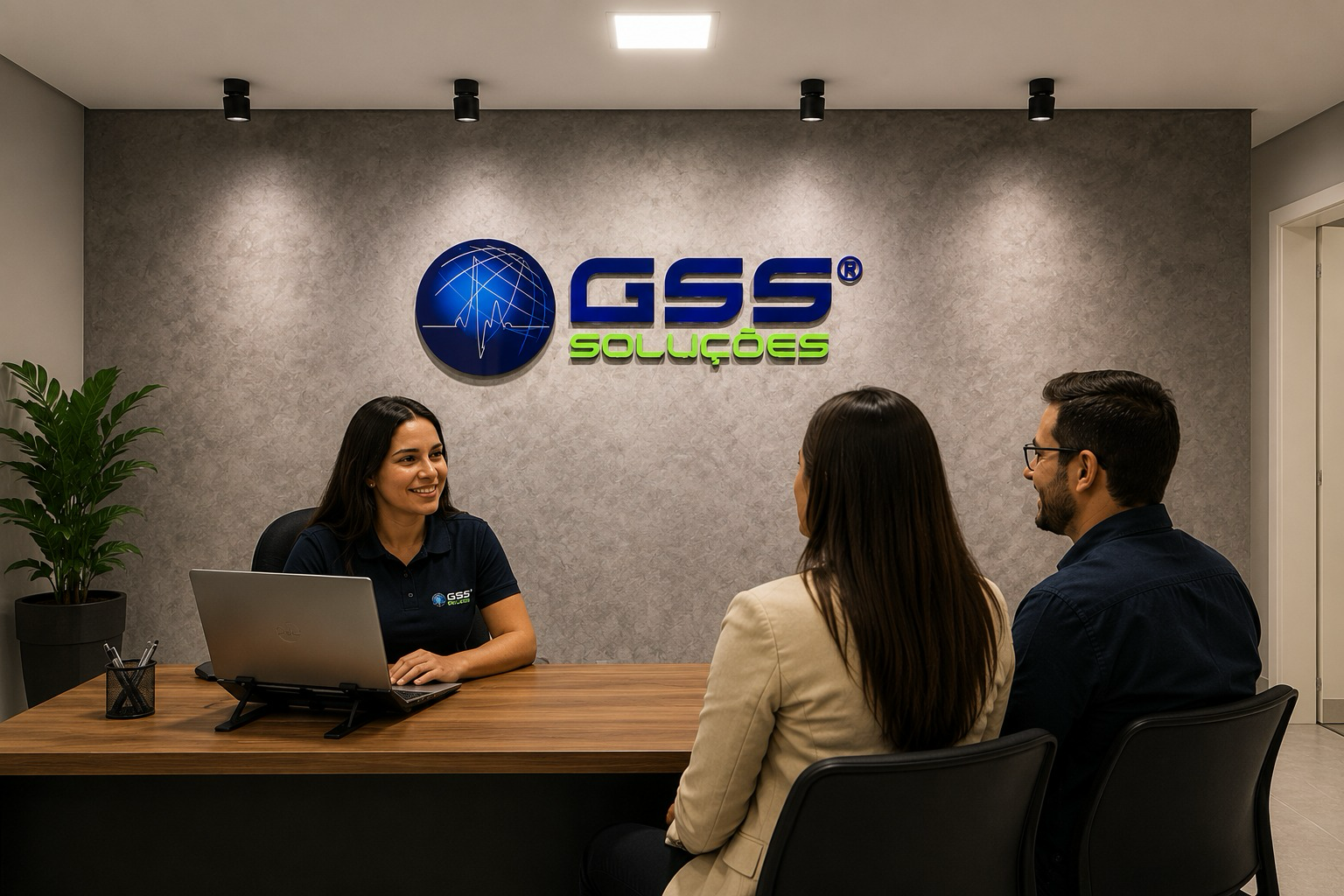 Recepção da unidade GSS em Campinas com atendimento a clientes