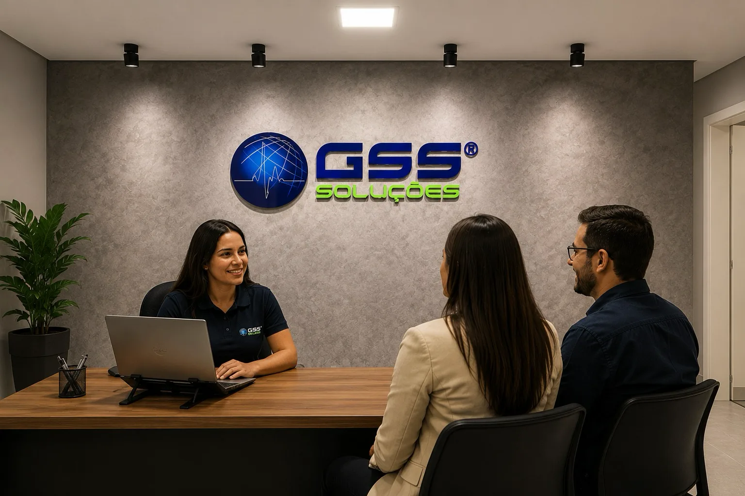Recepção da unidade GSS em Campinas com atendimento a clientes
